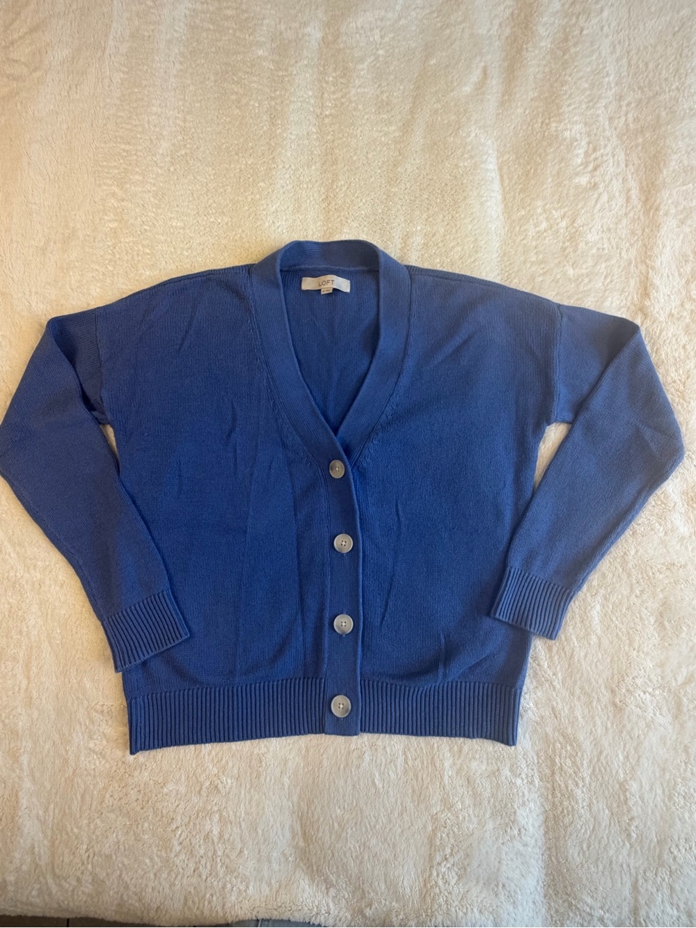 LOFT light Blue V-Neck Button Front Cardigan M